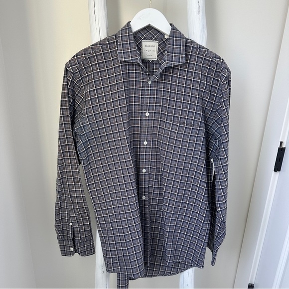 Billy Reid Men's Plaid Shirt - Blue and White SZ Large - Picture 2 of 13